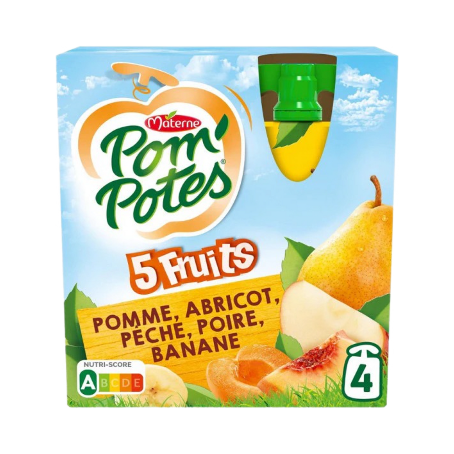 Materne - POM'POTES 5 fruits jaunes 4x90g 14₪